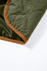Green Stitching Quilted Drawstring Jacket