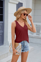 V Neck Fashion Casual Sleeveless Blouse Vest Shirts