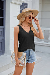 V Neck Fashion Casual Sleeveless Blouse Vest Shirts