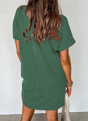 Summer Casual T-shirt Short-sleeved Dress (With Pockets)