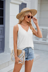 V Neck Fashion Casual Sleeveless Blouse Vest Shirts