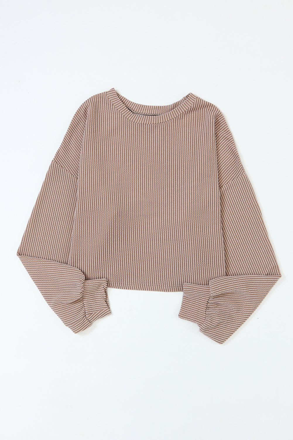 Cording Drop Shoulder Puff Sleeve Casual Long Sleeve Top