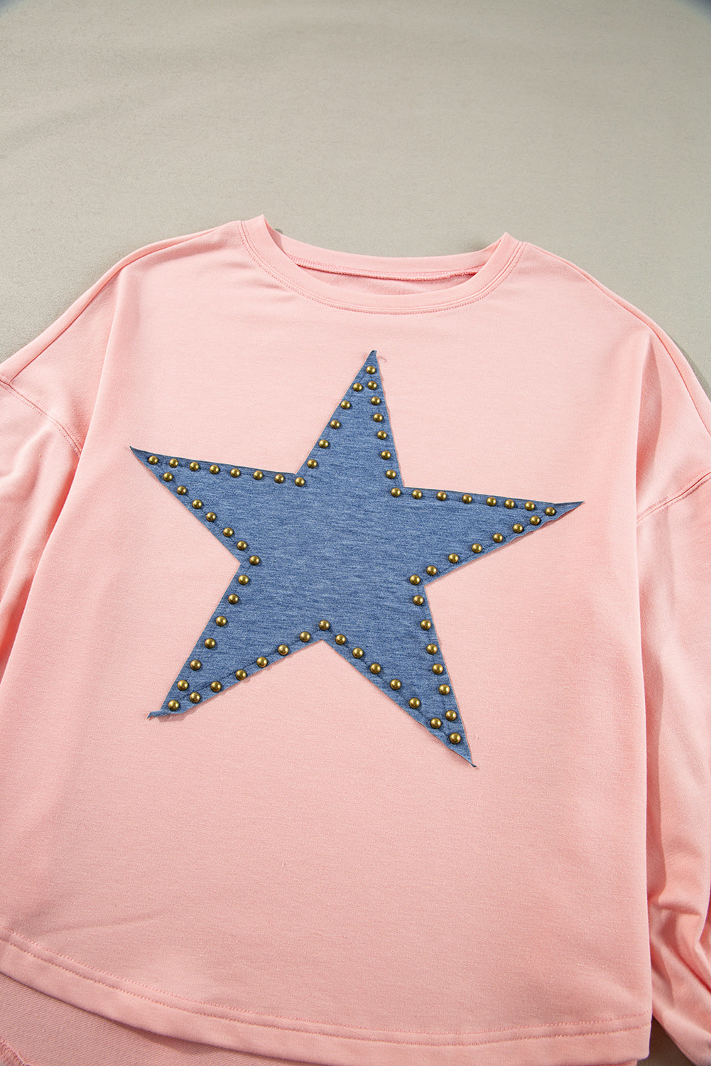 Studded Star Graphic Oversized Long Sleeve Top