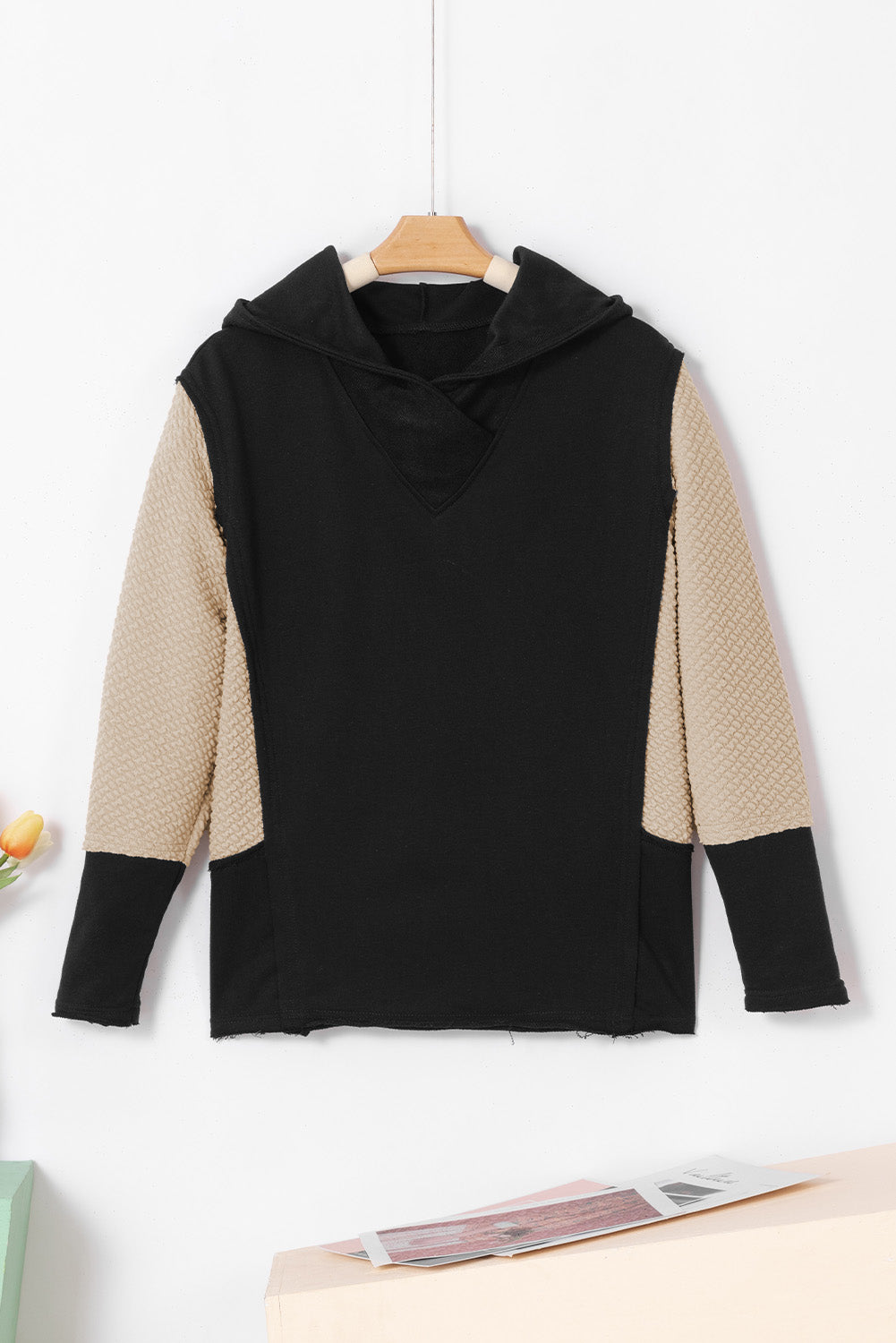 Contrast Sleeves Patchwork Colorblock Hoodie