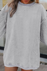 Apricot Ribbed Corded Oversized Sweatshirt