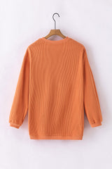 Apricot Ribbed Corded Oversized Sweatshirt