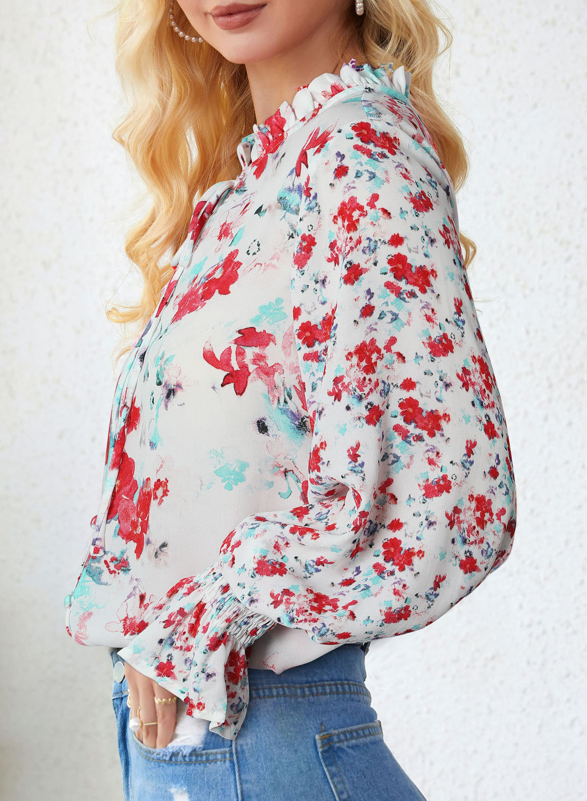 Multicolor Floral Smocked Blouse