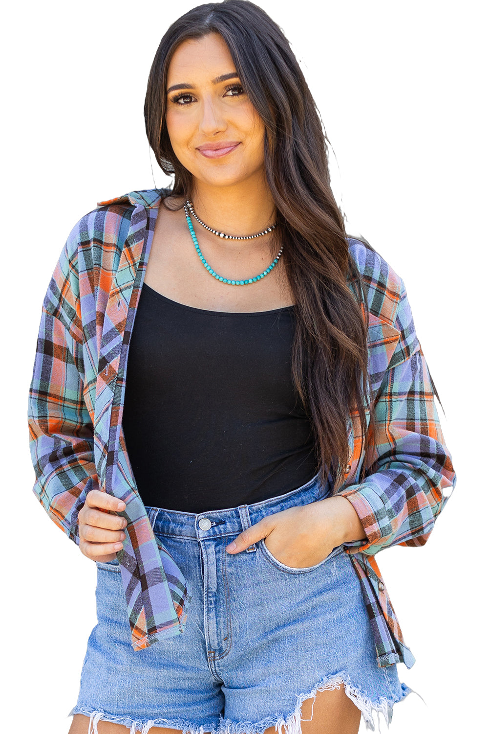 Women's Plaid Print Loose Vintage Shirt