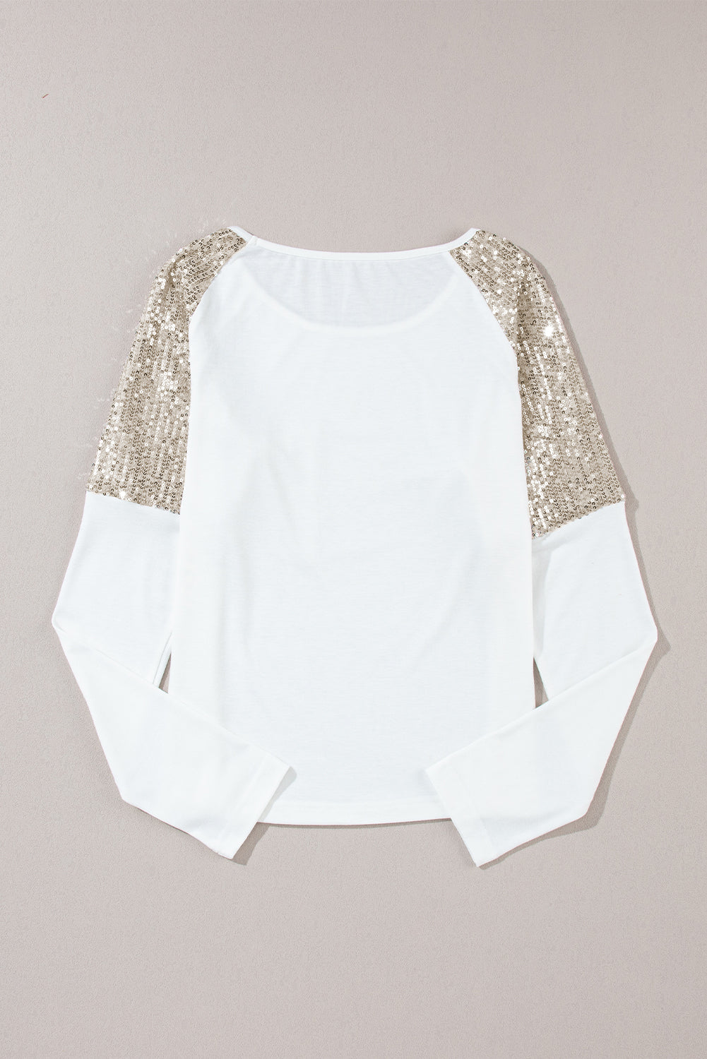 White Sequin Patch Chest Pocket Raglan Sleeve Top