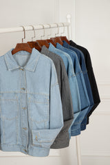 Washed Oversize Pocketed Denim Jacket