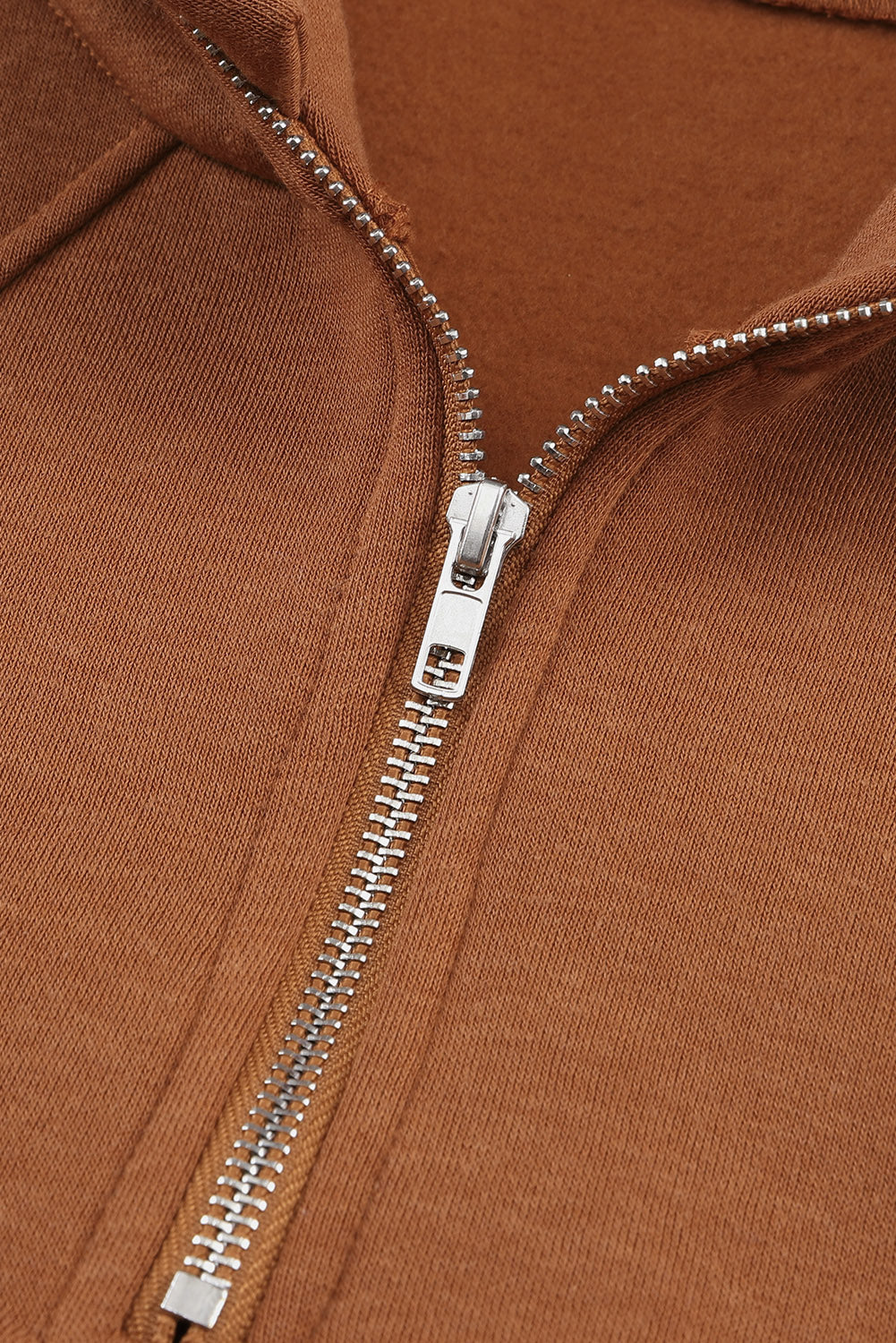 Brown Quarter Zip Kangaroo Pocket Hoodie