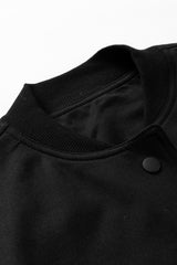 Black Big Pockets Baseball Collar Jacket