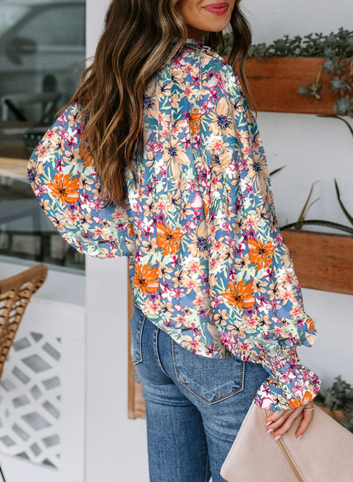 Multicolor Floral Smocked Blouse