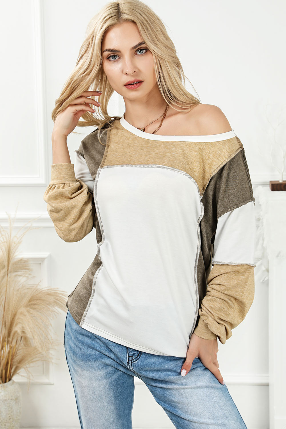 Exposed Seam Color Block Patchwork Top