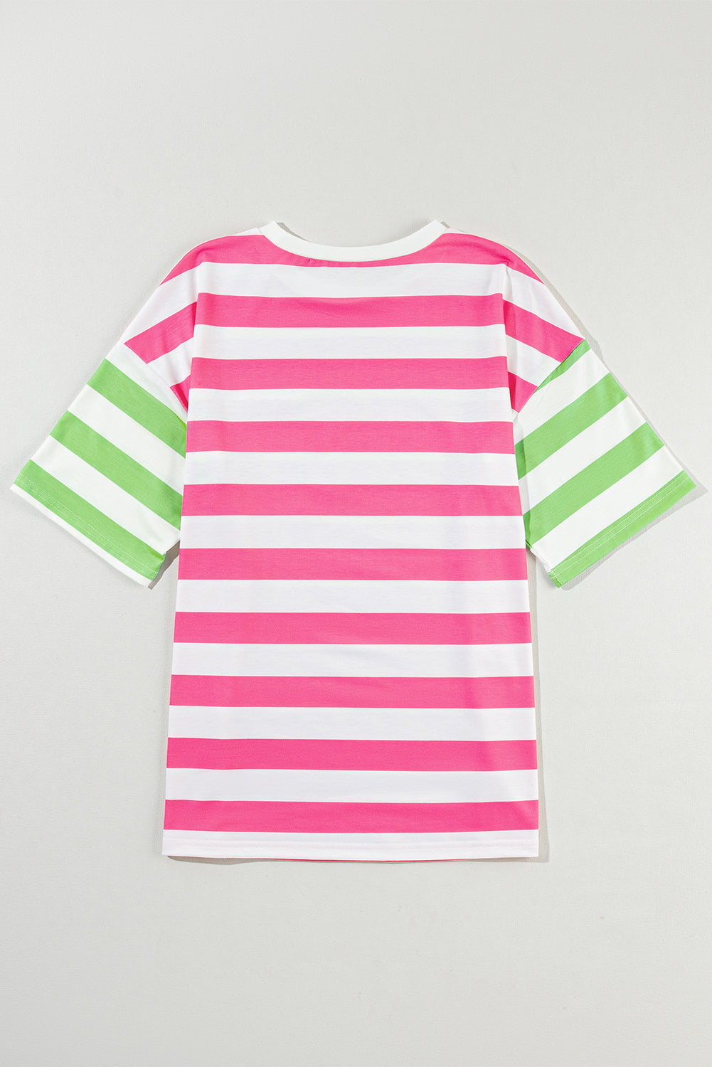 Stripe Contrast Patch Pocket Drop Sleeve T Shirt