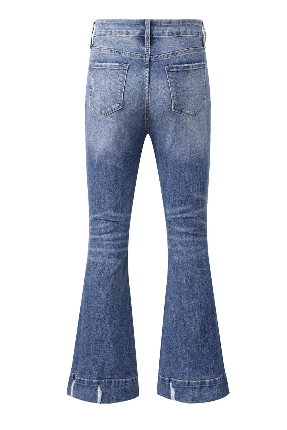 Sky Blue Slight Distressed Medium Wash Flare Jeans