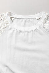 Pointelle Lace Half Sleeve Crew Neck Tee