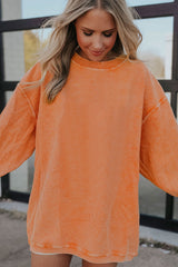 Apricot Ribbed Corded Oversized Sweatshirt