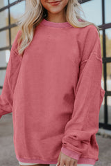 Apricot Ribbed Corded Oversized Sweatshirt