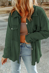 Green Contrast Flap Pockets Relaxed Shacket