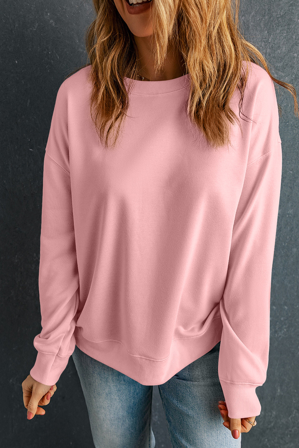 Solid Classic Crewneck Pullover Sweatshirt