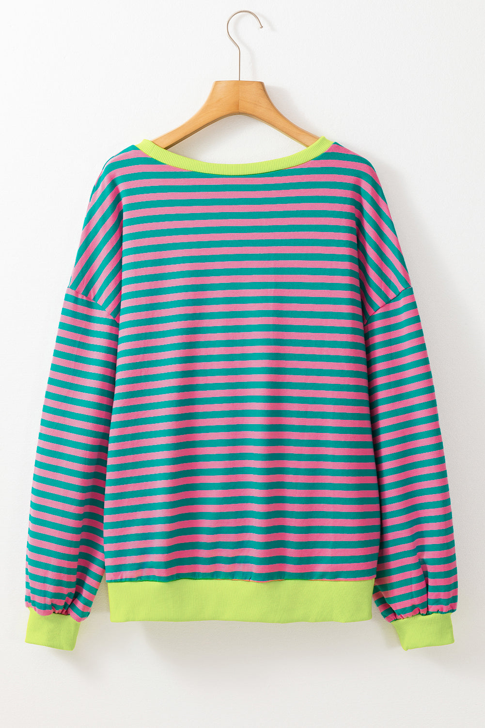 Stripe Oversized Contrast Trim Pullover Sweatshirt