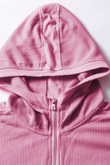 Thermal Waffle Knit Full Zipper Hooded Jacket