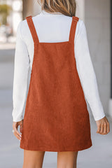 Solid Front Pockets Sleeveless Corduroy Overall Dress