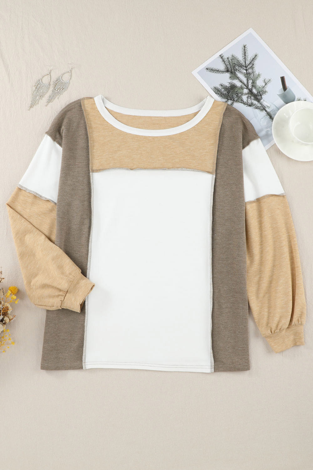 Exposed Seam Color Block Patchwork Top