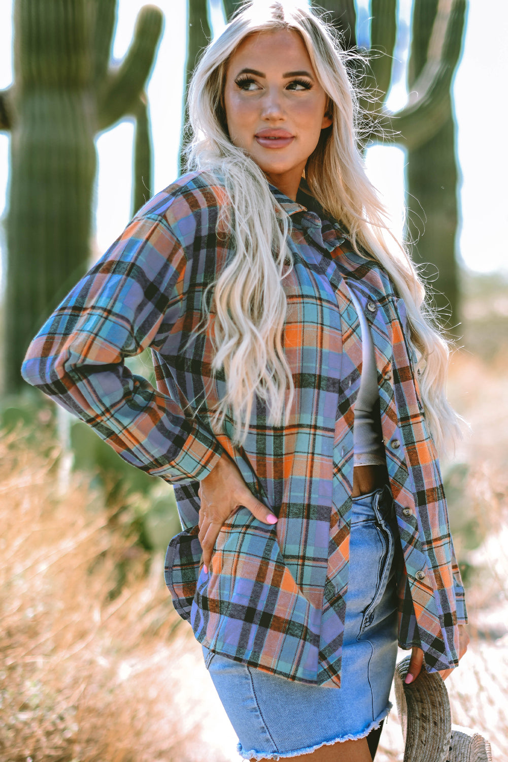 Women's Plaid Print Loose Vintage Shirt