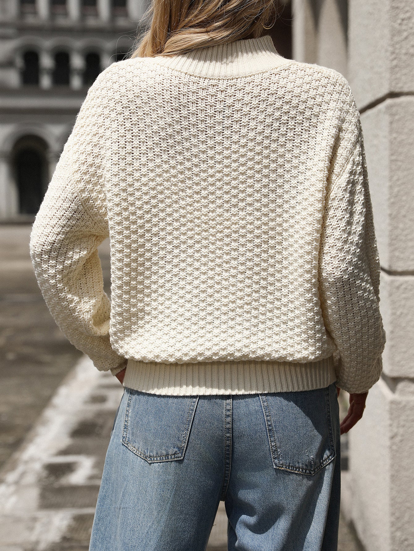 Turtleneck Solid Color Knitted Sweater Pullover Long Sleeve Sweater