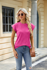 Solid Color Round Collar Loose Short-sleeved T-shirt