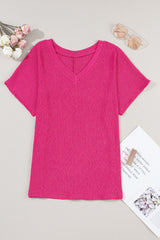 Sapphire Crinkled V Neck Wide Sleeve T-shirt