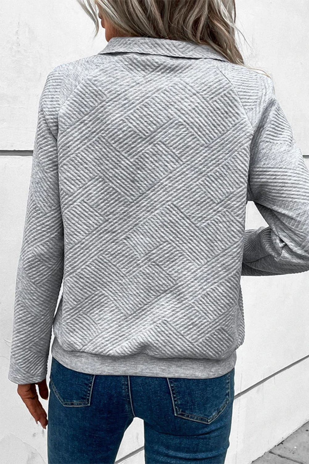 Solid Color Textured Knit Buttoned Kangaroo Pocket Sweatshirt