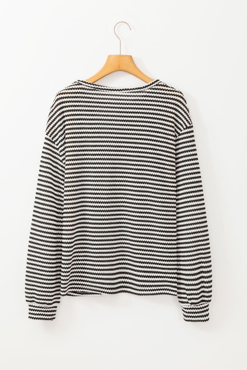 Stripe Round Neck Drop Shoulder Long Sleeve Top