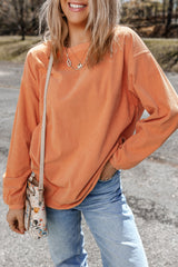 Apricot Ribbed Corded Oversized Sweatshirt