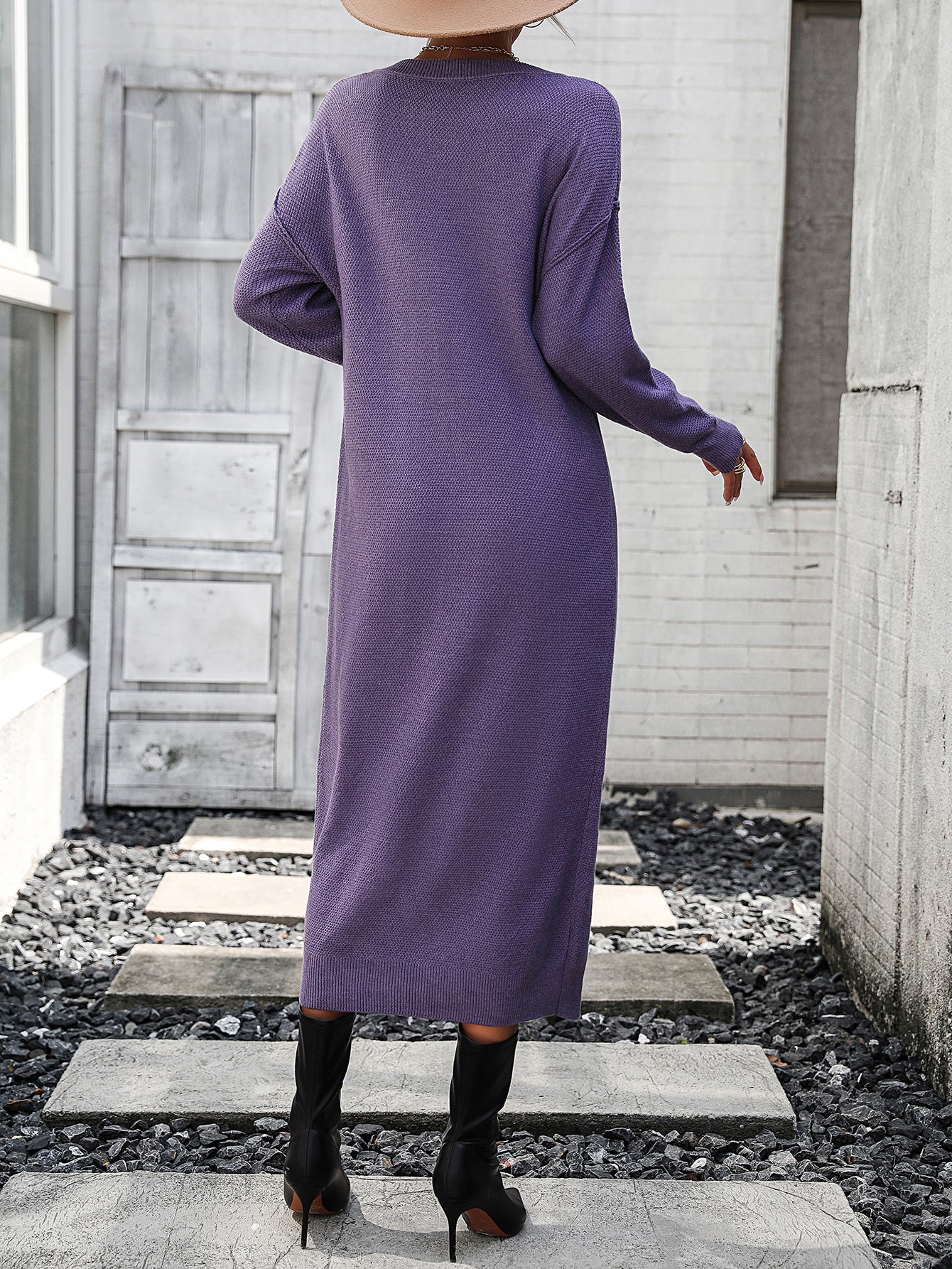 Women's Sweater Button Sweater Dress Fashionable Sweater Dress