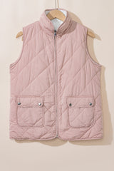 Pink Fleece Lined Quilted Vest Coats