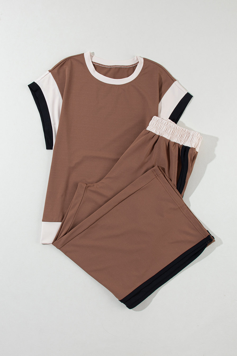 Multicolor Color Block Detail Casual Two-piece Set