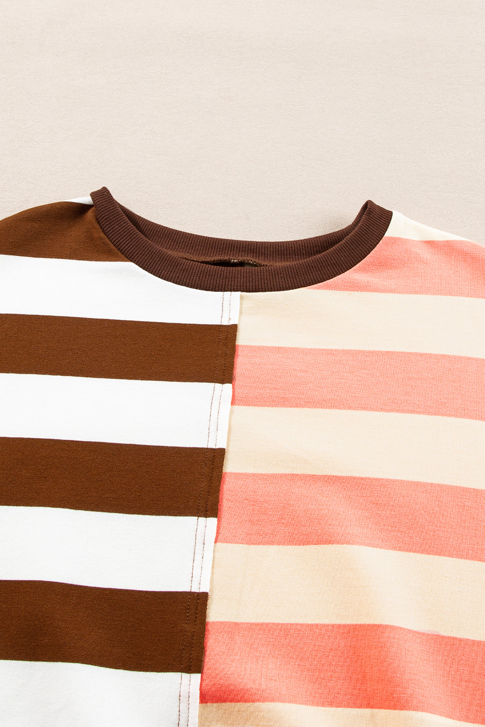 Stripe Color Block Drop Shoulder Pullover Sweatshirt