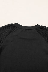 Pointelle Lace Half Sleeve Crew Neck Tee