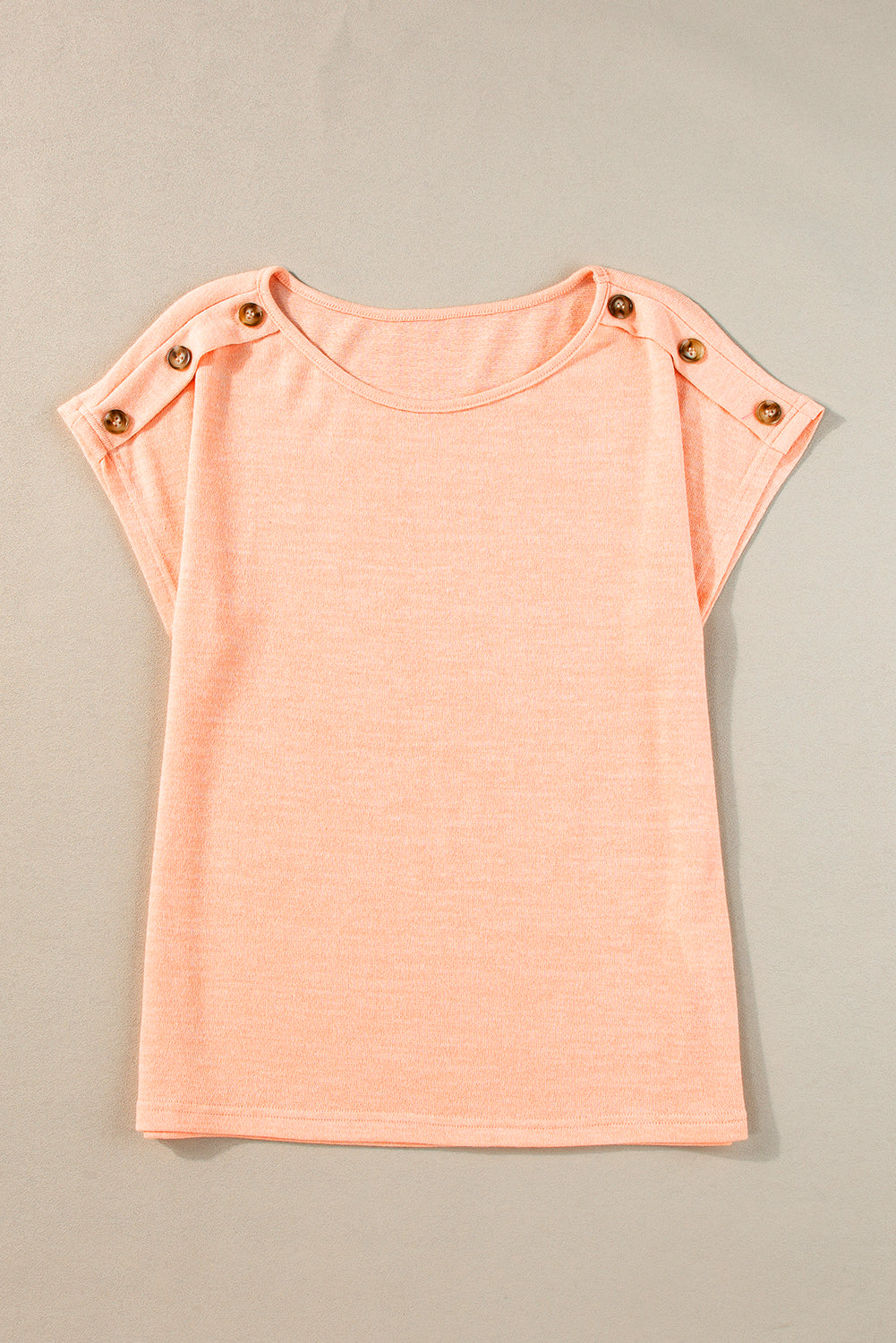 Button Detail Batwing Sleeve Casual Tee