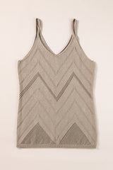 Solid Color Chevron Pointelle Knit Spaghetti Straps Sweater Vest