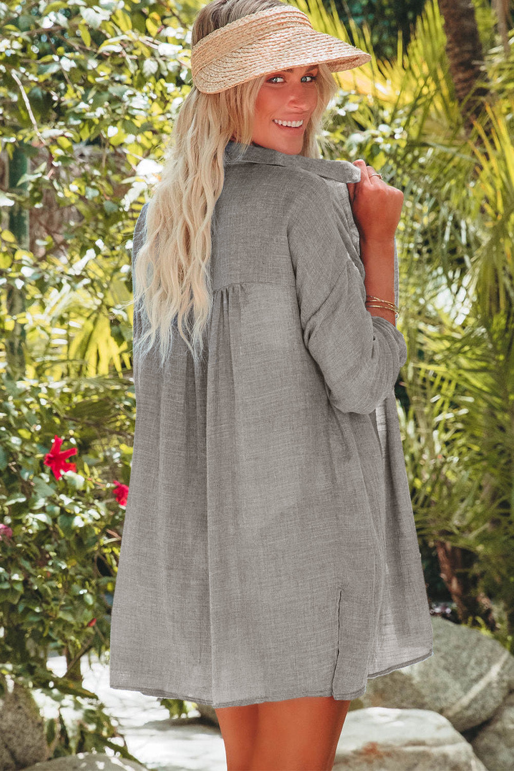 Lightweight Shirt Style Beach Cover Up