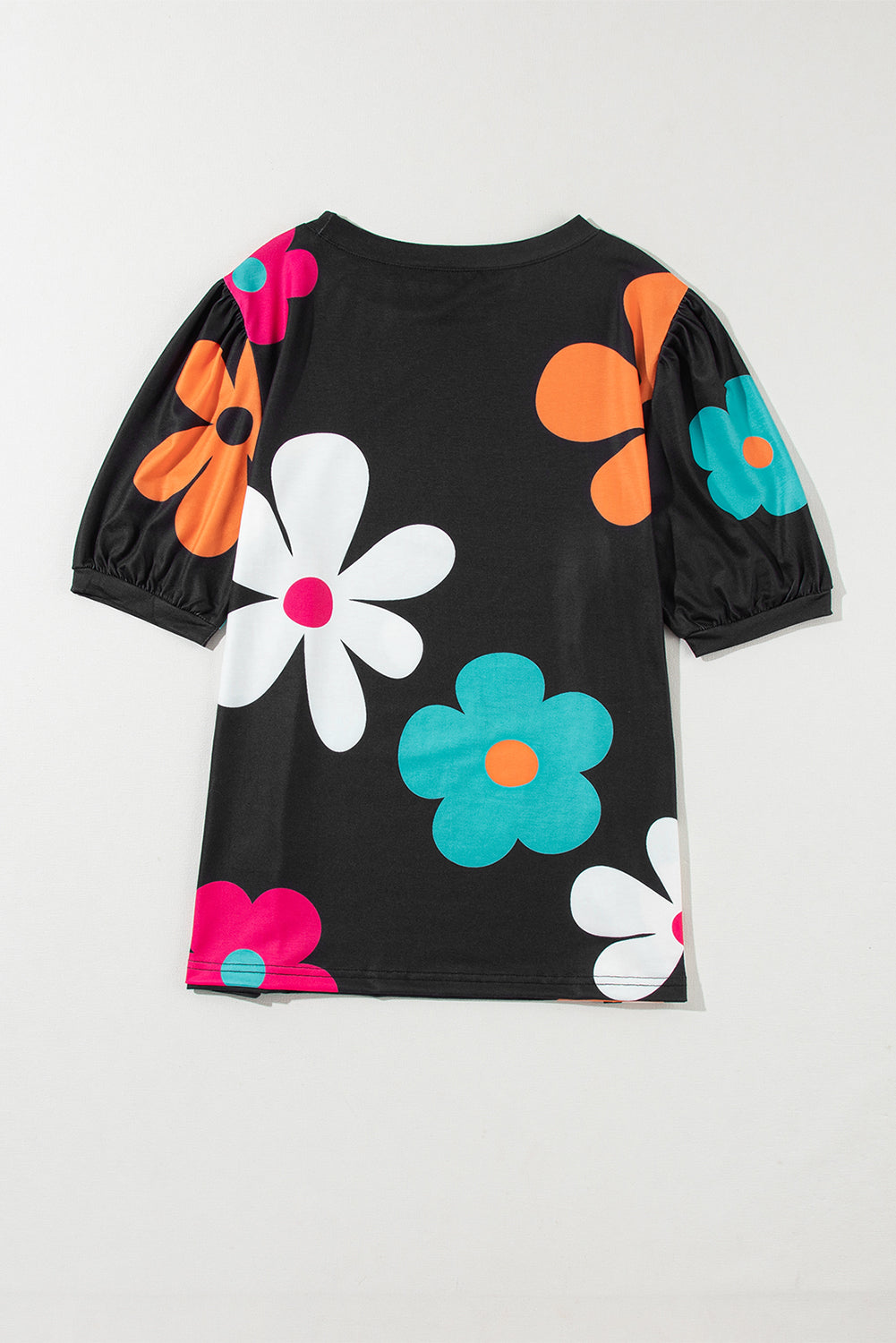 Flower Print Bubble Sleeve Tee