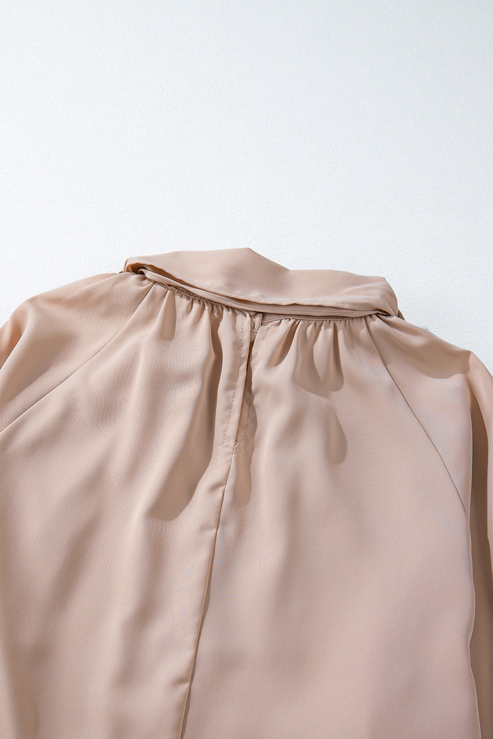 Frilled Knotted Mock Neck Bishop Sleeve Blouse