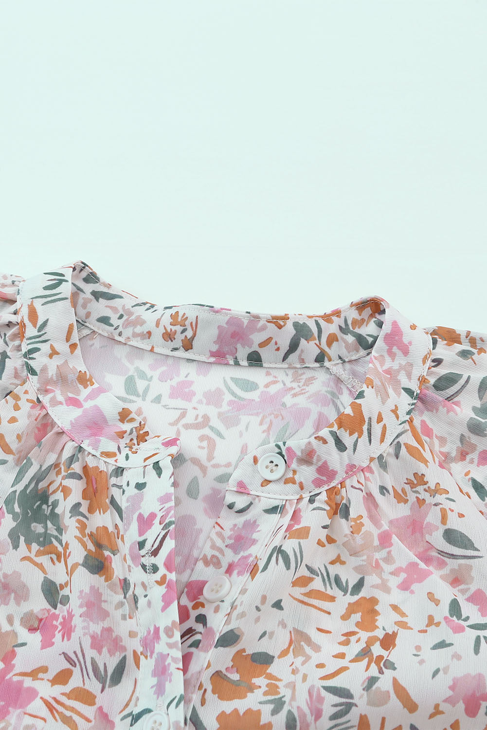 Multicolor Floral Mandarin Collar Top