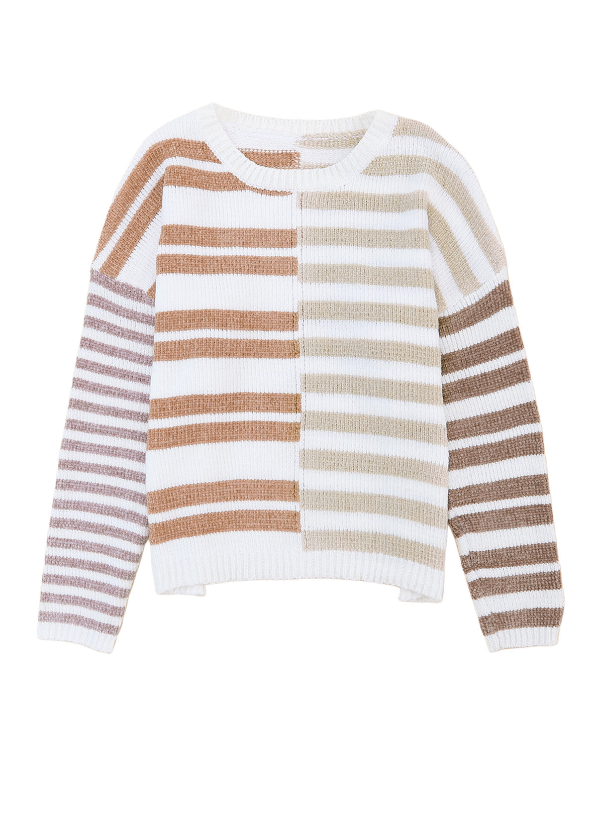 Stripe Blocked Drop Shoulder Slouchy Sweater