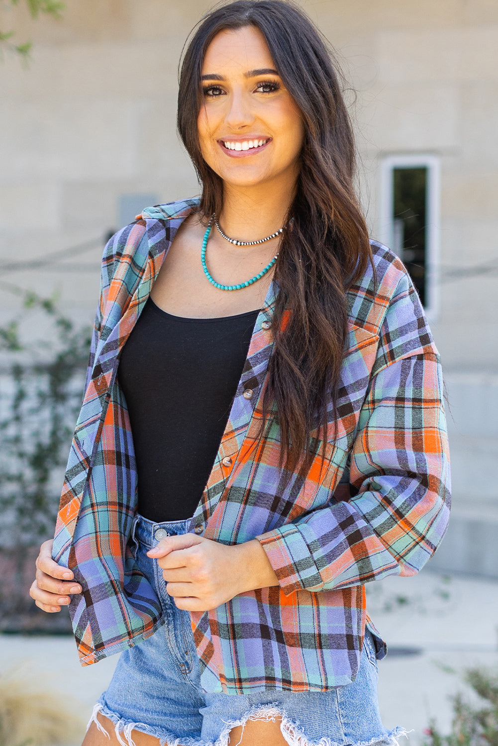 Women's Plaid Print Loose Vintage Shirt