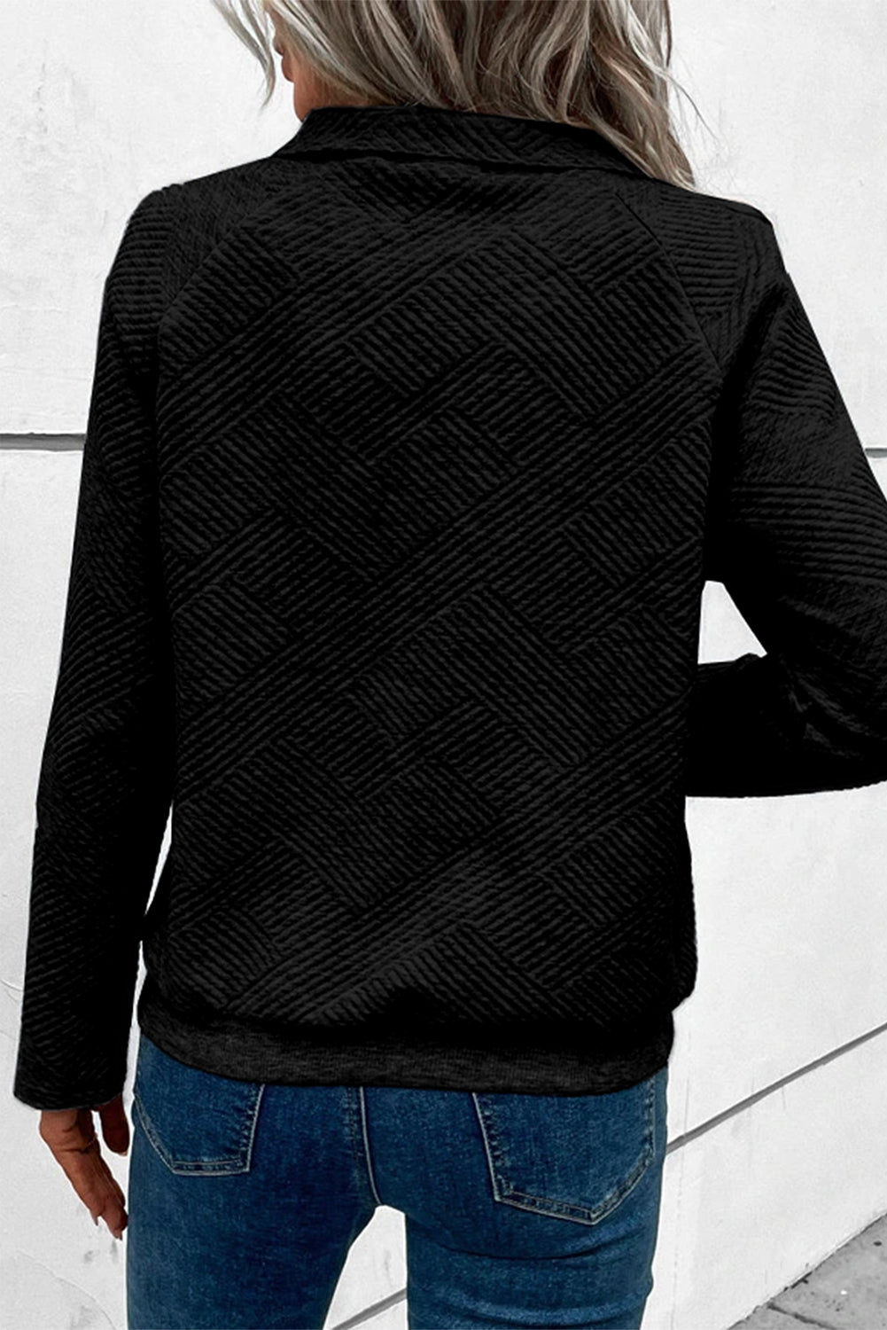 Solid Color Textured Knit Buttoned Kangaroo Pocket Sweatshirt